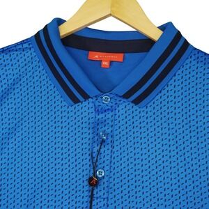 NEW Redvanly Pascal Polo Mens XXL Marine Blue Geometric Print Golf Collar Shirt